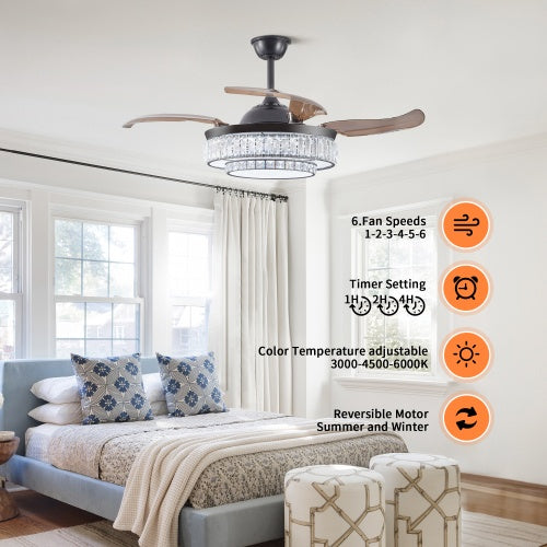 Modern LED mennyezeti ventilátor – lámpával és távirányítóval